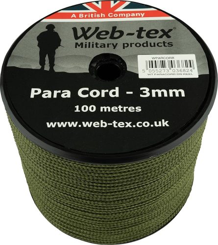 Web-Tex cordelina paracord, 3 mm, 100 m, verde